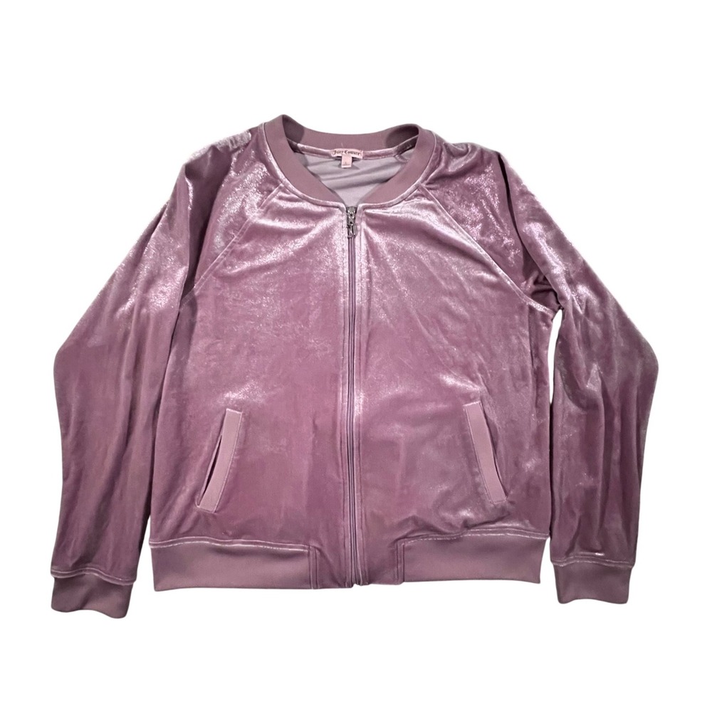 Juicy Couture Track Jacket Womens Large Lilac Snow Velour Full Zip J Pull Bomber